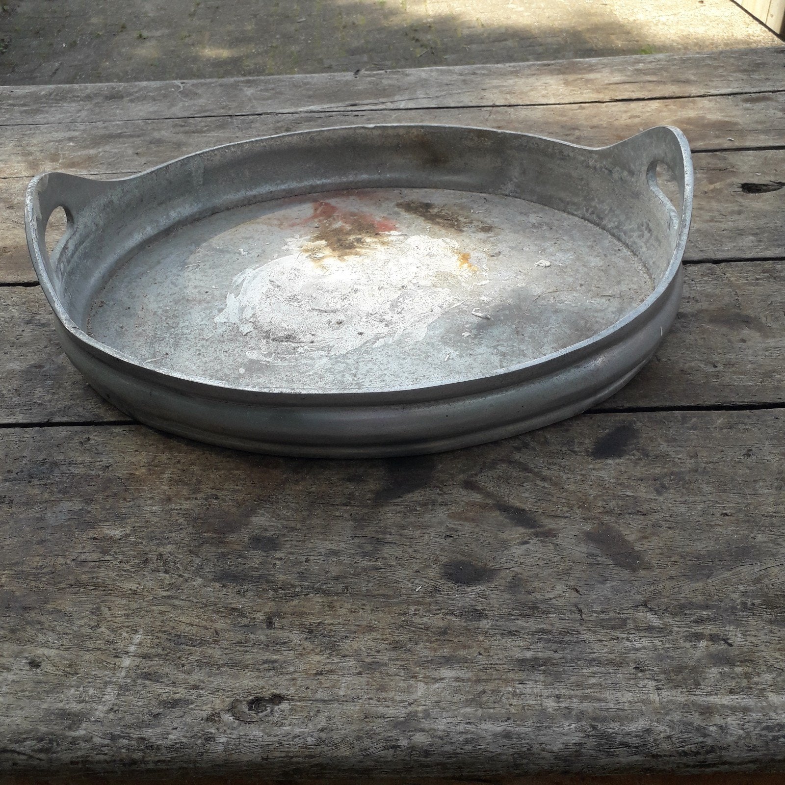 Brocante massief aluminium dienblad TELORIANE - schuurvondst, Ophalen