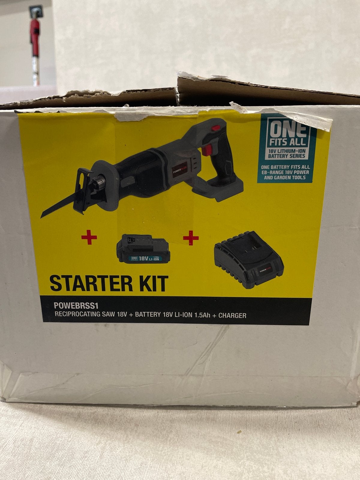 Powerplus Reciprozaag 18V Starter Kit POWEBRSS1, Nieuw, Ophalen of Verzenden, Minder dan 600 watt, 30 tot 70 mm