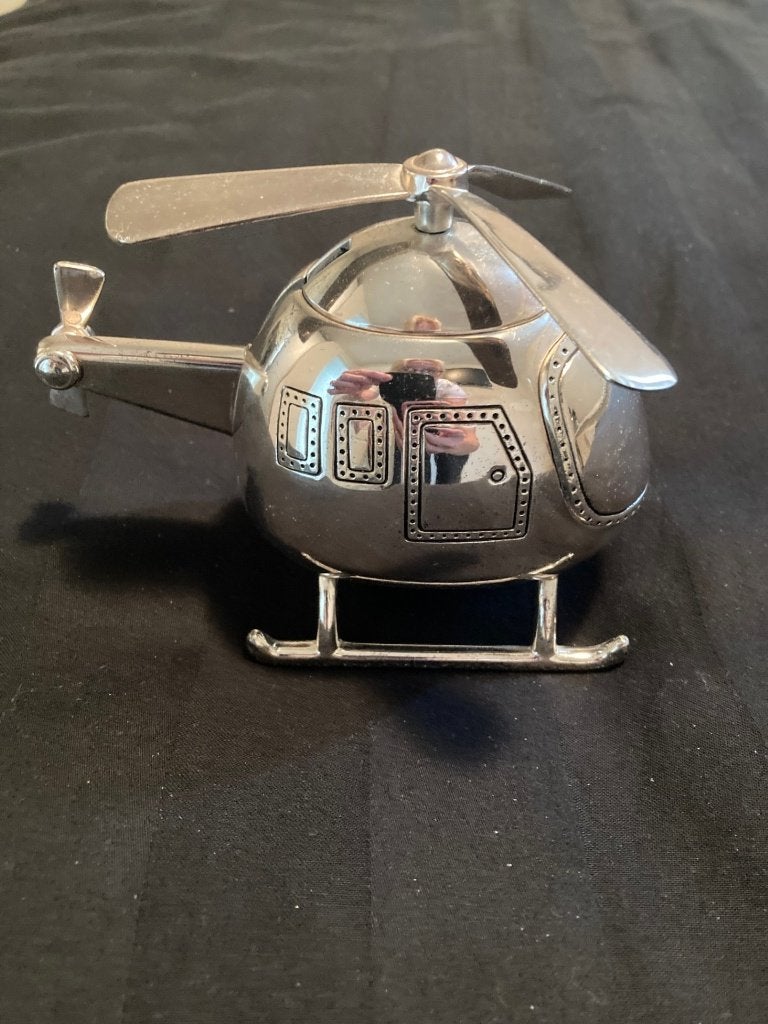Spaarpot helikopter verzilverd, Ophalen of Verzenden, Gebruikt, Overige materialen, Vervoermiddel