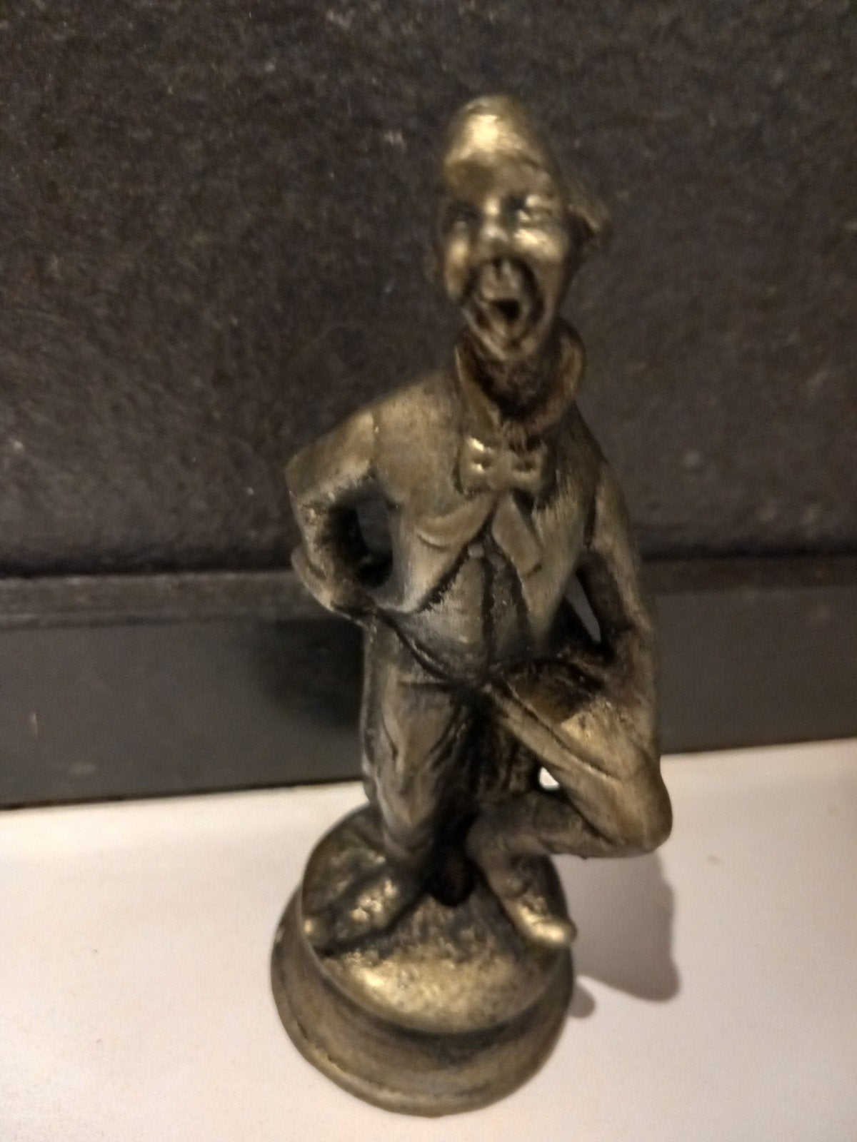 Hergebruikt geverfd/gebronsd beeldje clown, Ophalen of Verzenden, Gebruikt