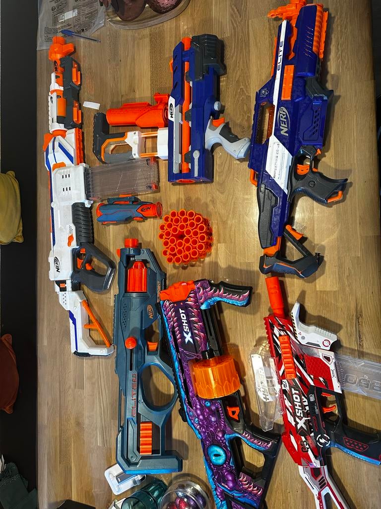 Nerf blasters en X-Shot met accessoires, Ophalen, Gebruikt, Jongen of Meisje