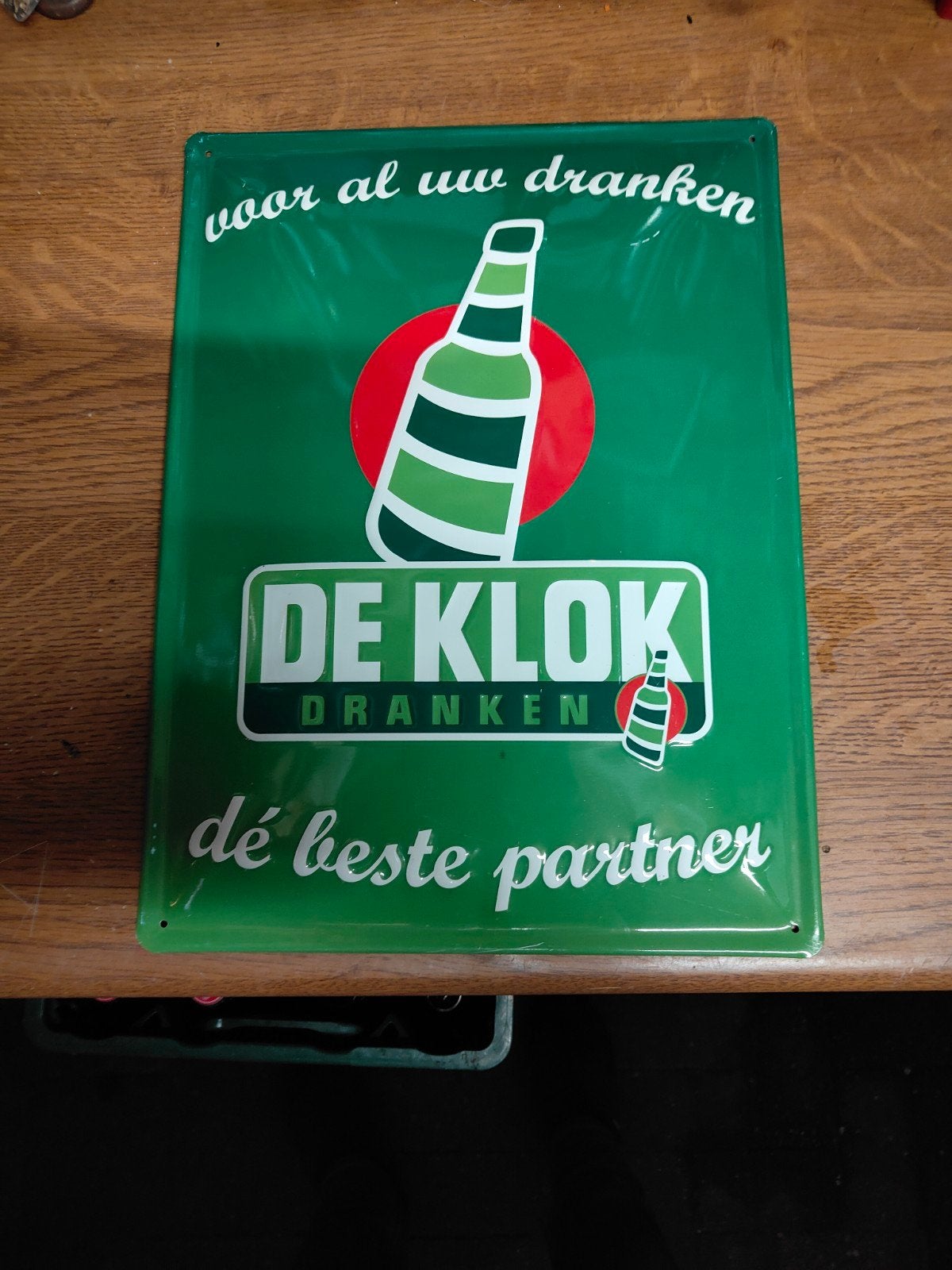 De Klok Dranken Reclamebord - Vintage Look, Verzamelen, Biermerken, Ophalen of Verzenden