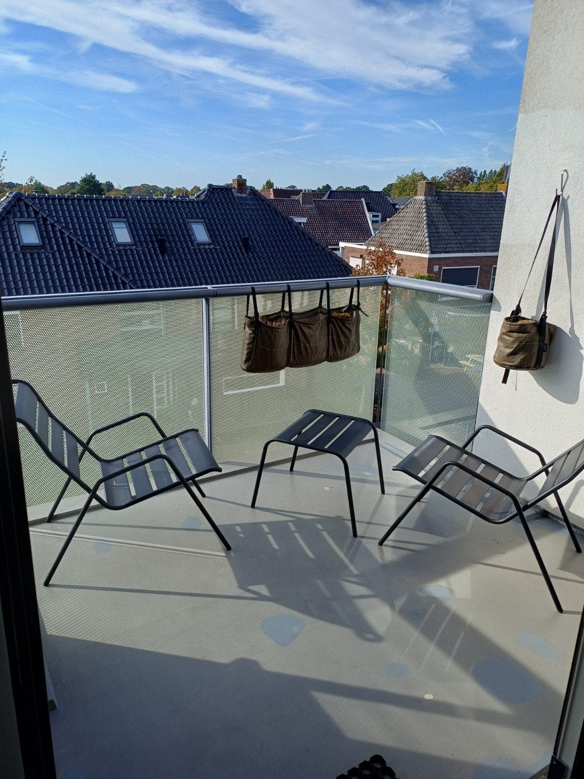 2 FERMOB Monceau stoelen +voetenbankje + zitkussens, Zwart, Ophalen of Verzenden, Gebruikt, Metaal
