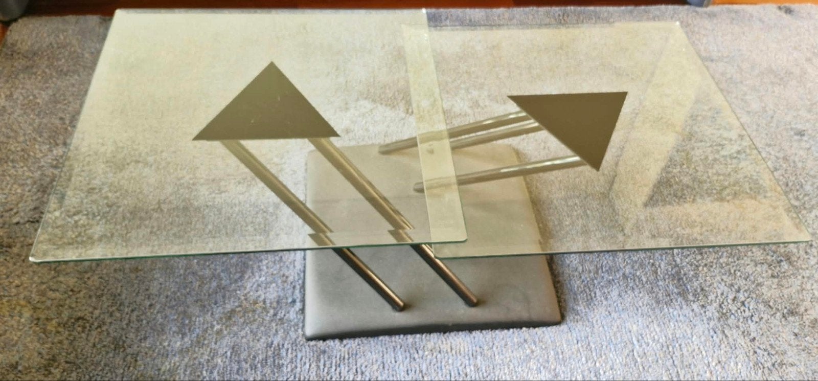 Italiaans Design Glazen Salontafel, Huis en Inrichting, Ophalen, Gebruikt, 100 tot 150 cm, Italiaans Design