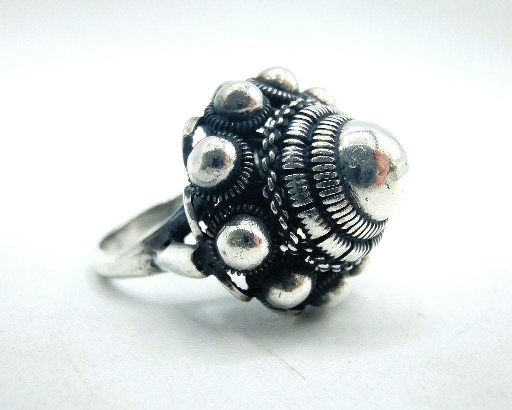 Zilveren Zeeuwse knopring, 17 mm, Sieraden, Tassen en Uiterlijk, Ringen, Gebruikt, Dame, 17 tot 18, Zilver, Zilver, Verzenden