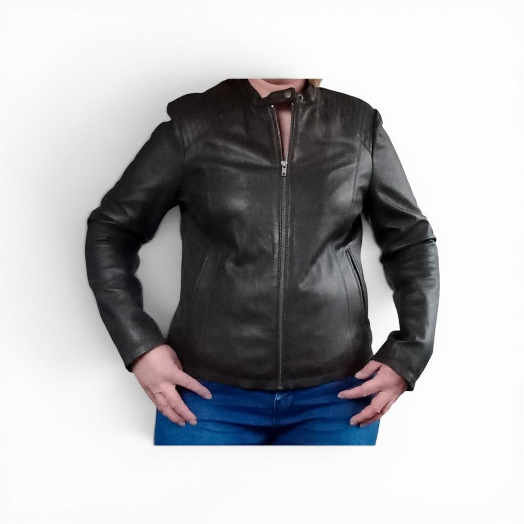 Stijlvol groen Leren Jasje - Maat M, Kleding | Dames, Maat 38/40 (M), Nieuw, Ophalen of Verzenden, Hema