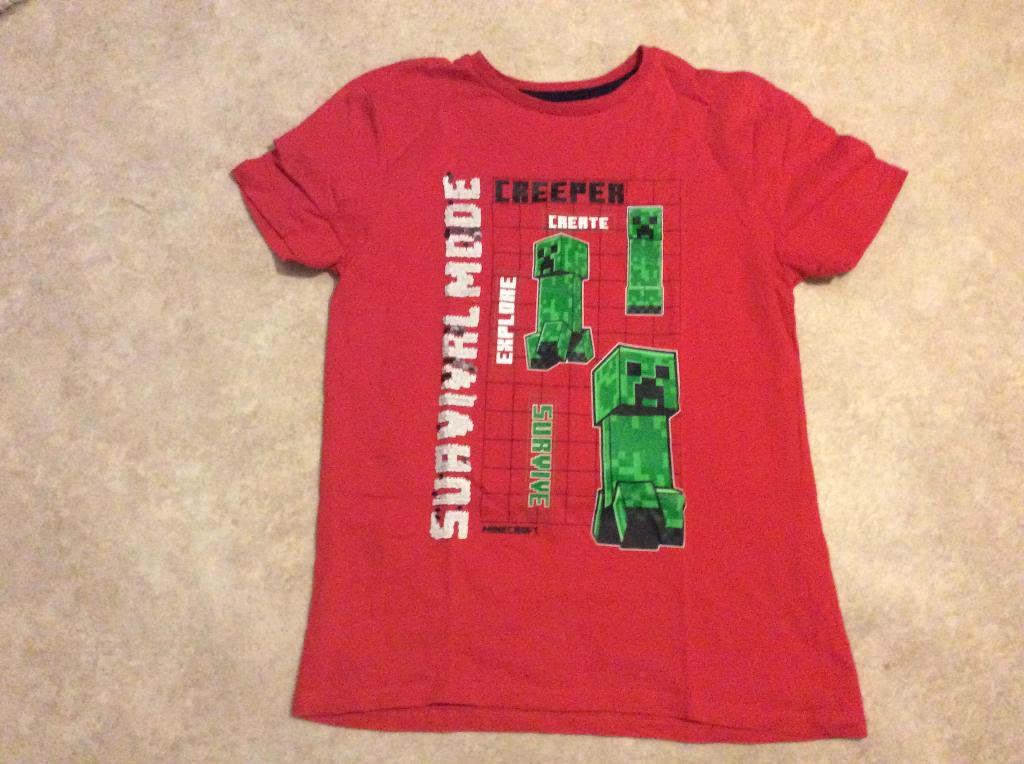 Mojang Minecraft shirt creeper "Survival mode" maat 152, Kinderen en Baby's, Kinderkleding | Maat 152, Gebruikt, Mojang, Jongen of Meisje