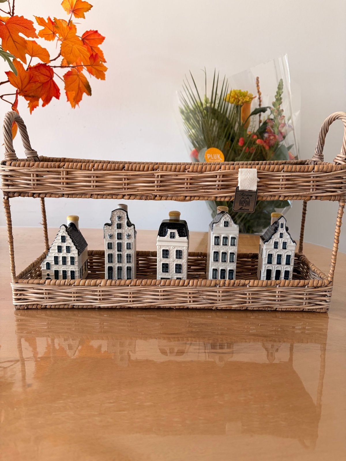 Riviera Maison dubbele mand - Double tray S, Met handvatten, Ophalen of Verzenden, Zo goed als nieuw, Riet
