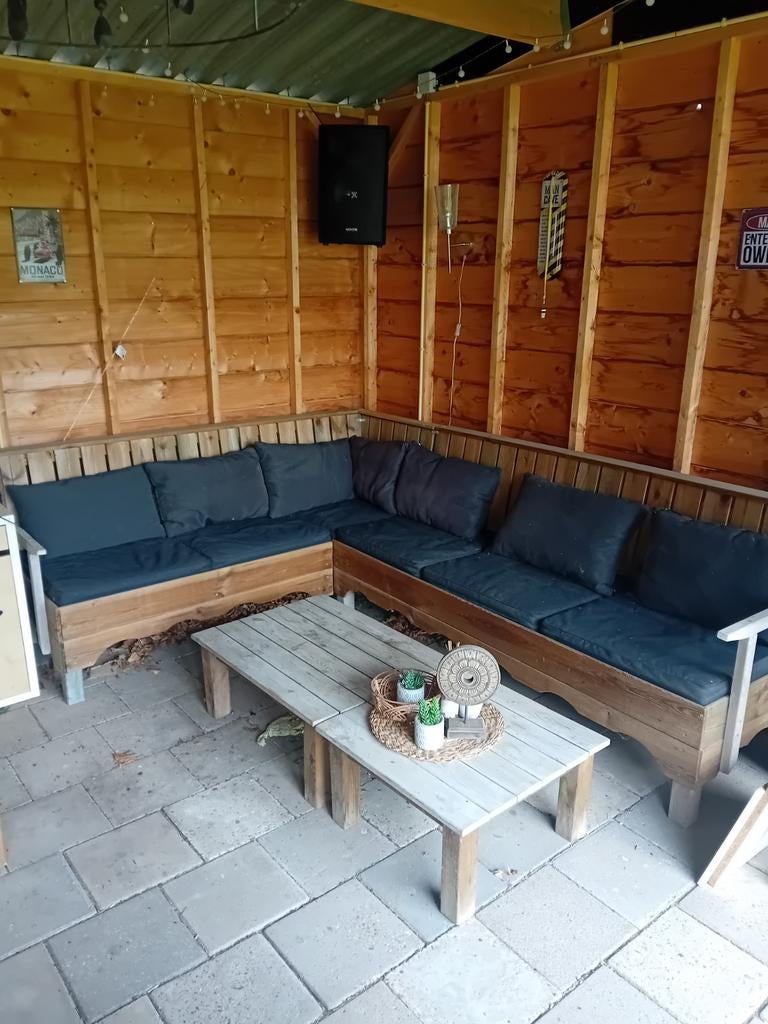 Houten hoekbank, Tuin en Terras, Ophalen