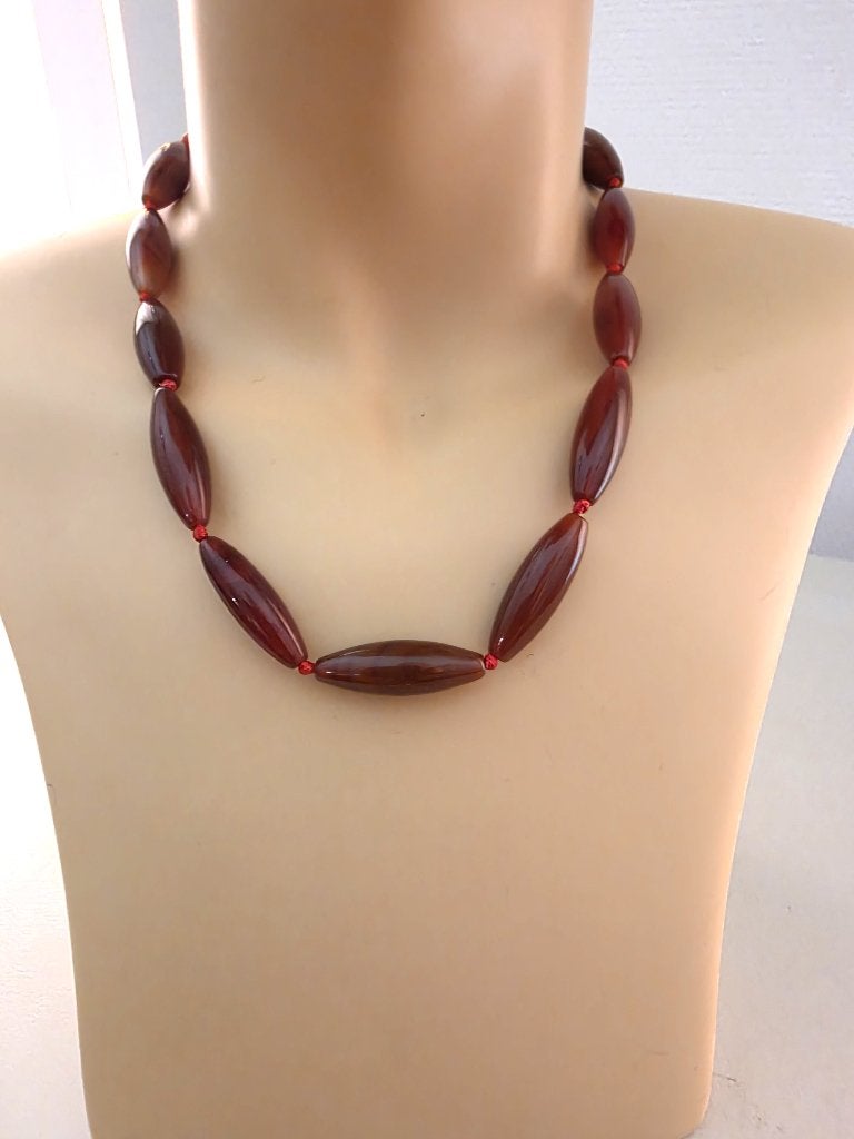 Ketting van Carneool., Sieraden, Tassen en Uiterlijk, Kettingen, Ophalen of Verzenden, Nieuw, Oranje, Steen of Mineraal