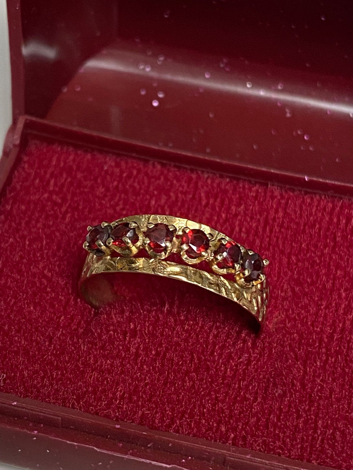 70 jaren geel gouden ring granaat, Verzenden, Goud, Ring