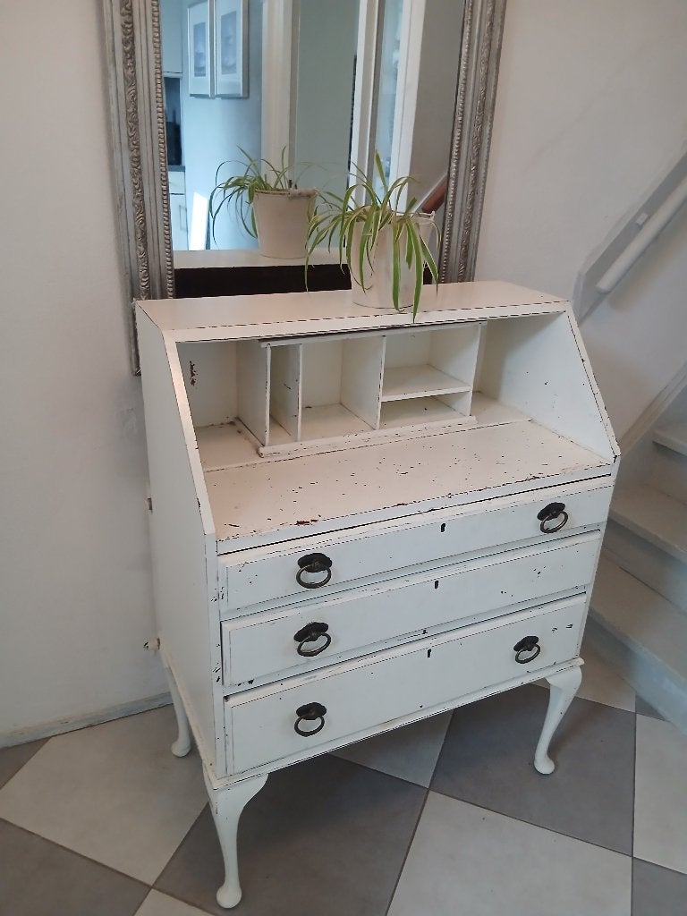 Antiek wit secretaire bureau met lades, Antiek en Kunst, Ophalen