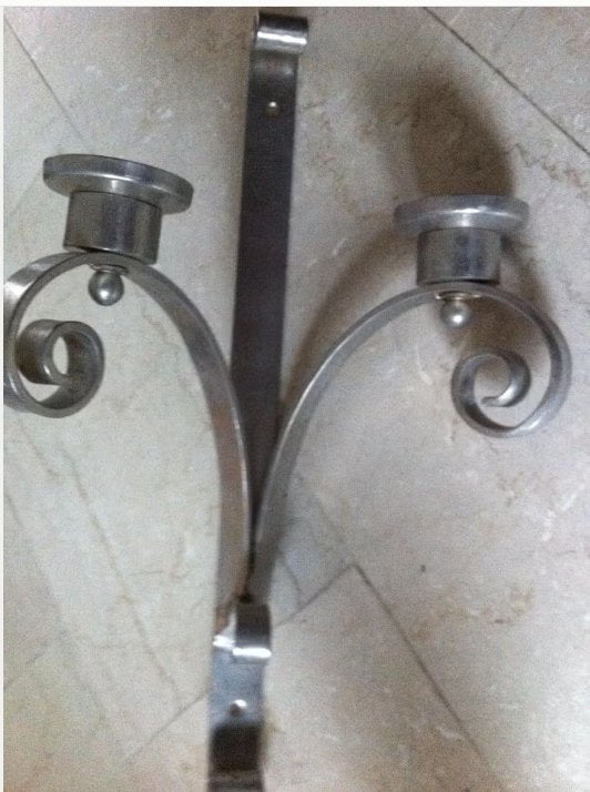 Wand kandelaar RVS H 60 cm Br 35 cm, Ophalen of Verzenden, Zo goed als nieuw, Metaal, Kandelaar