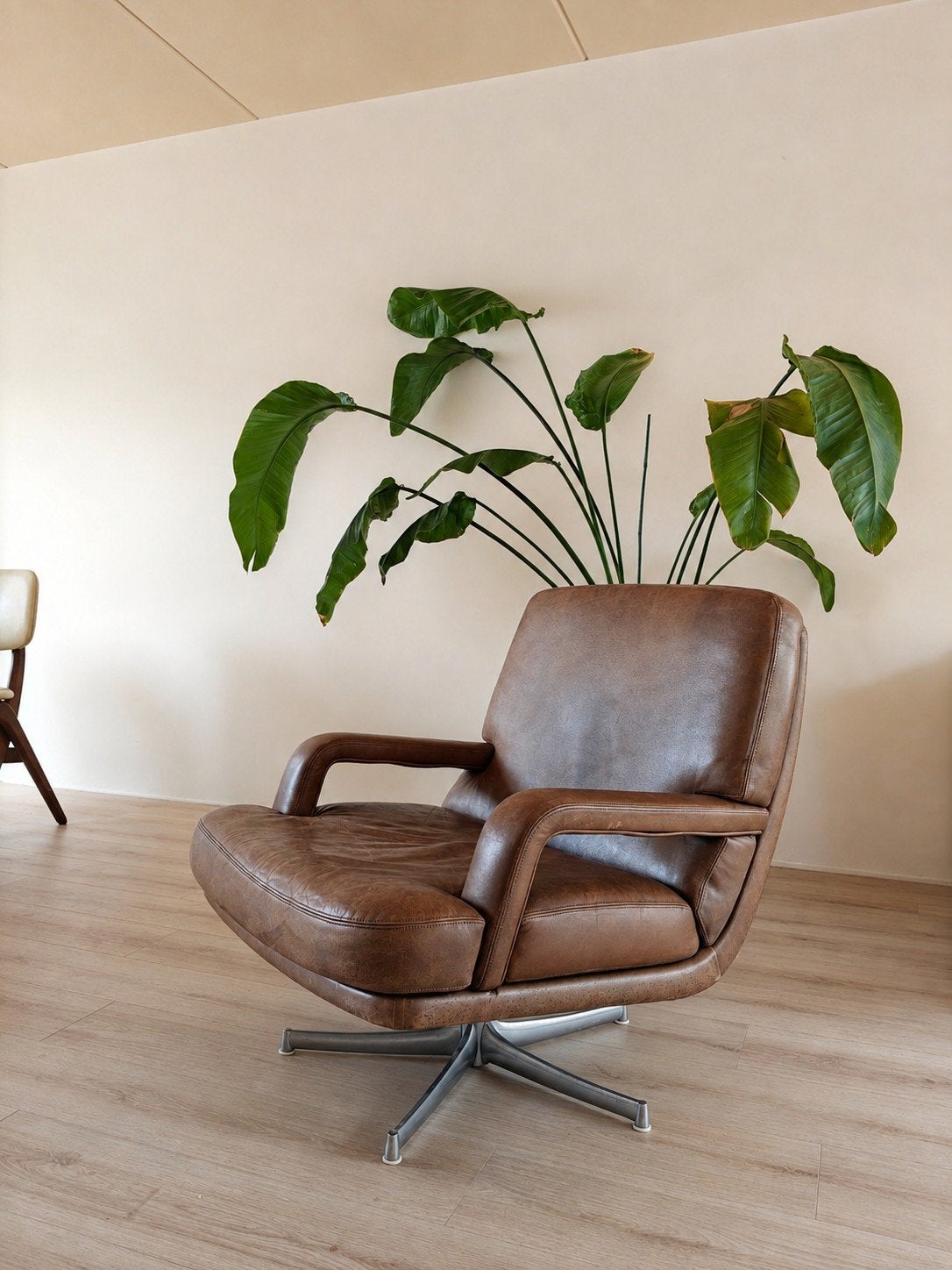 Jaren 70 vintage draaifauteuil bij Walter Knoll, Minder dan 50 cm, Gebruikt, Vintage, Hoofdstraat 70 Terborg
