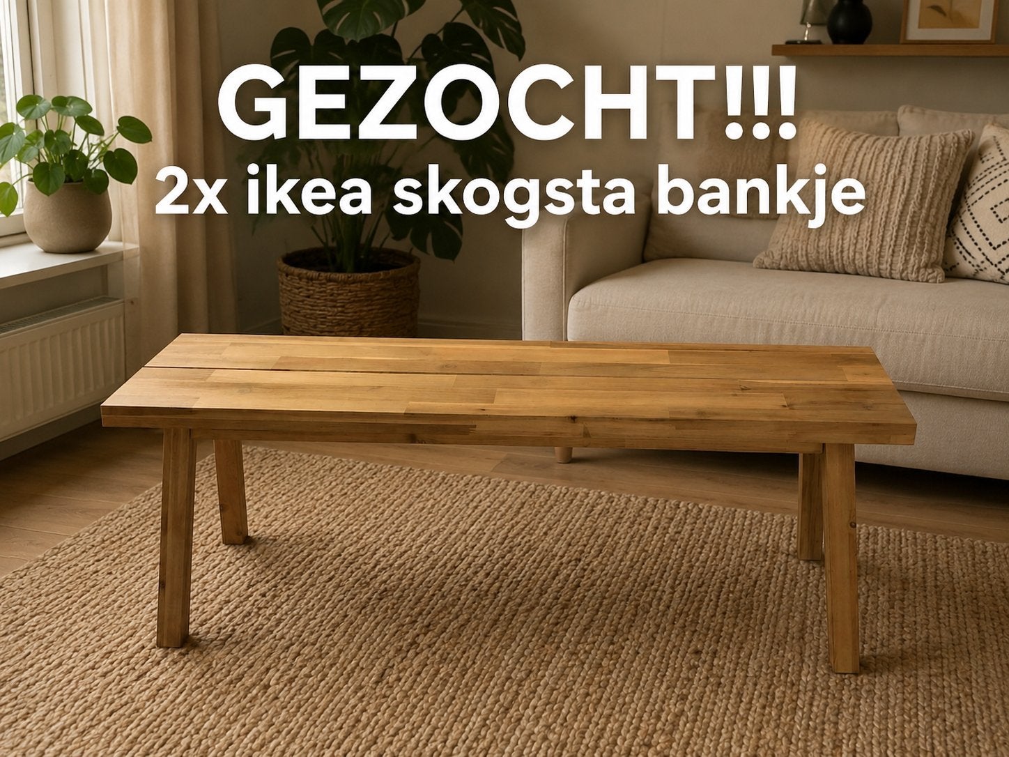 IKEA SKOGSTA bankje - Massief acaciahout, Huis en Inrichting, Ophalen, Gebruikt