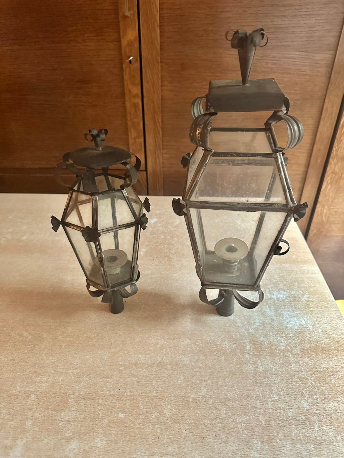 2 oude kaars lampen, Antiek en Kunst, Curiosa en Brocante, Ophalen of Verzenden