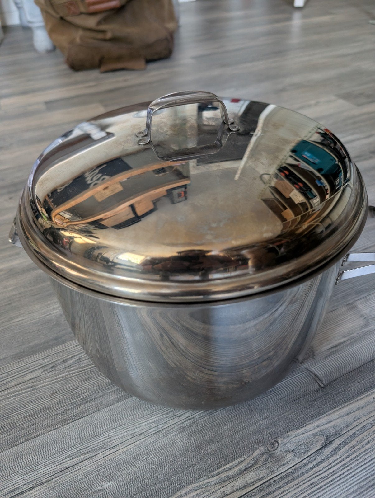 Grote RVS Kookpan met Deksel voor GAS- 20 cm hoog, Gebruikt, Ophalen of Verzenden, Rvs, Kookpan