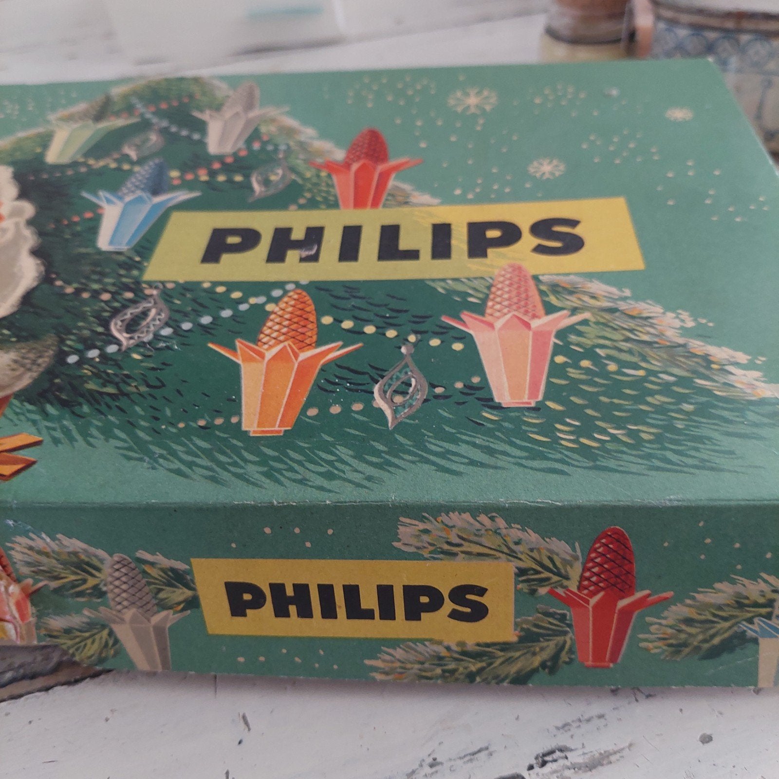 Philips jaren 50 Pinecone in originele doos/kerstboomlampjes, Ophalen of Verzenden