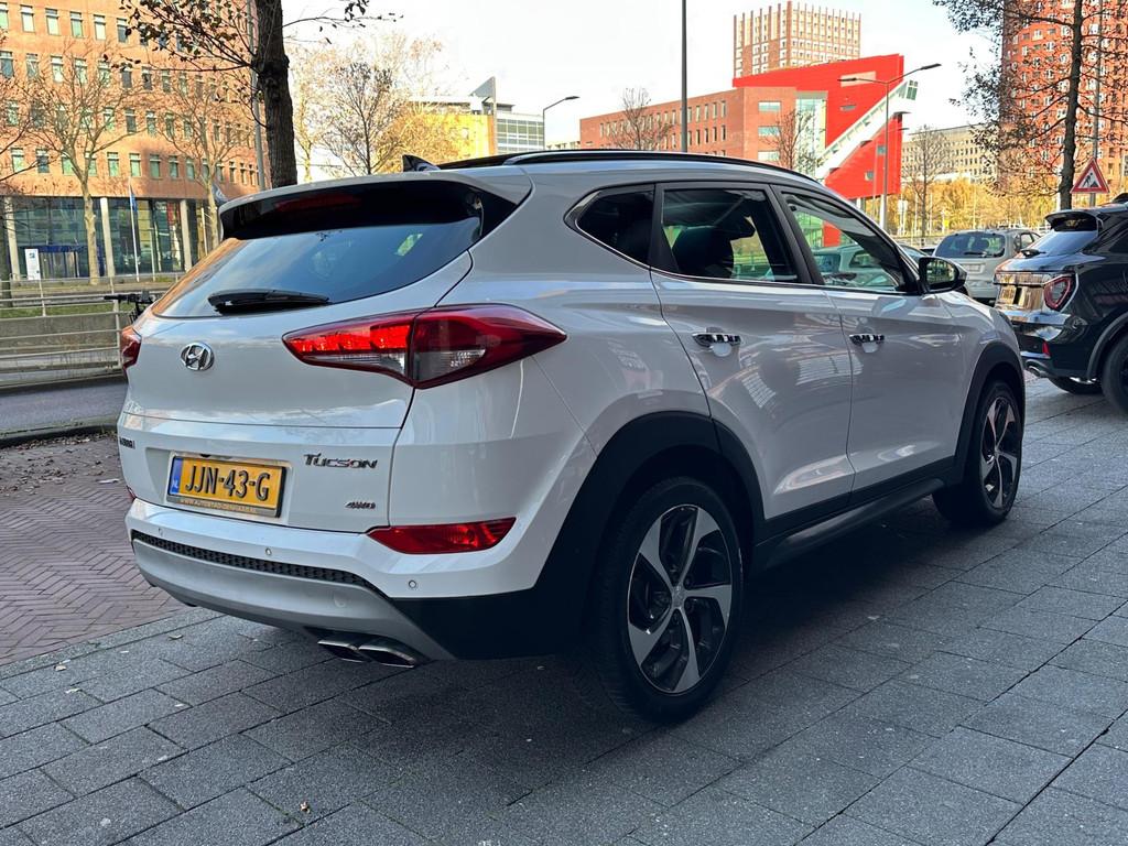 Hyundai Tucson 1.6 T-GDi i-Motion 4WD Aut Leer Navi Pano Cam, Gebruikt, Wit, Leder, Bedrijf
