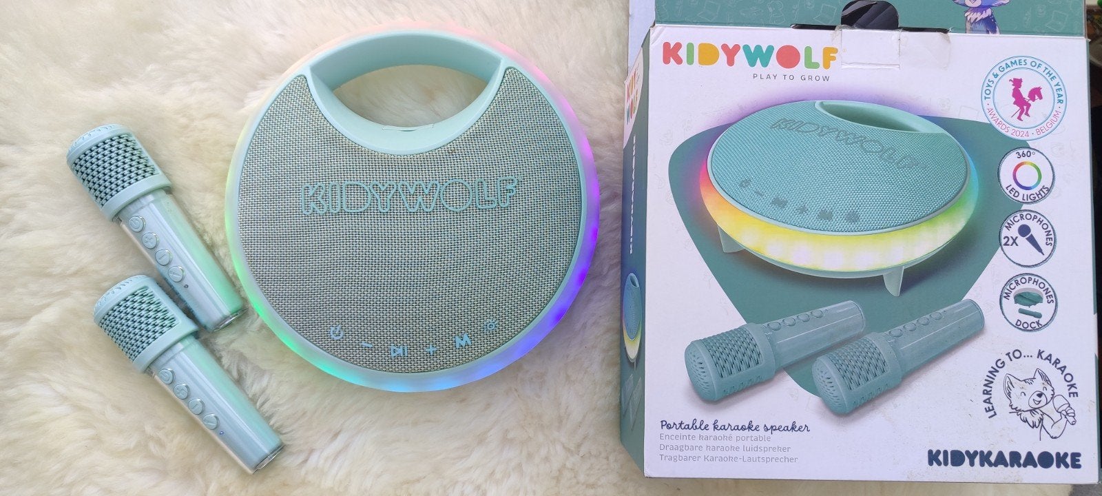 Kidywolf Kidykaraoke - Draagbare Karaokeset met Microfoons, Ophalen of Verzenden, Zo goed als nieuw, Complete set