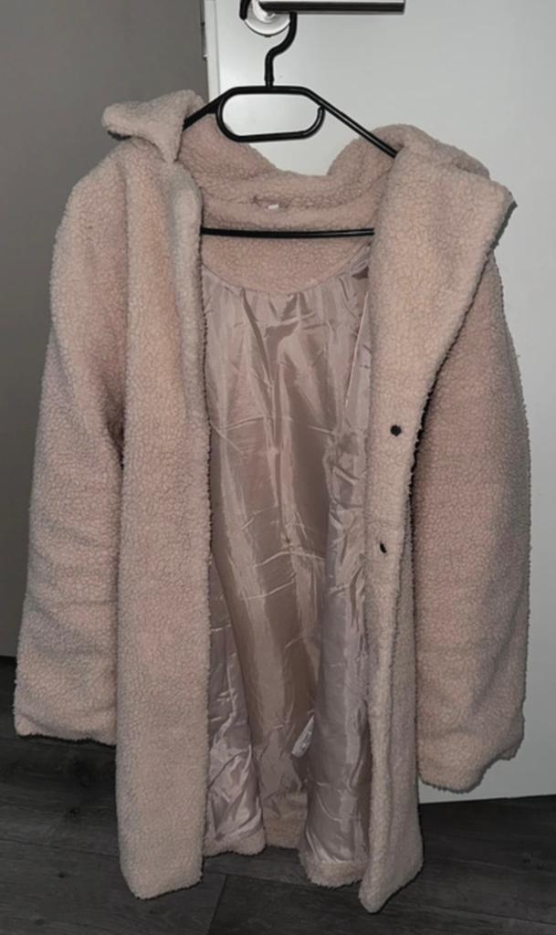 Dames teddy mantel jas maat XL, Ophalen of Verzenden, Zo goed als nieuw, Maat 46/48 (XL) of groter, Beige