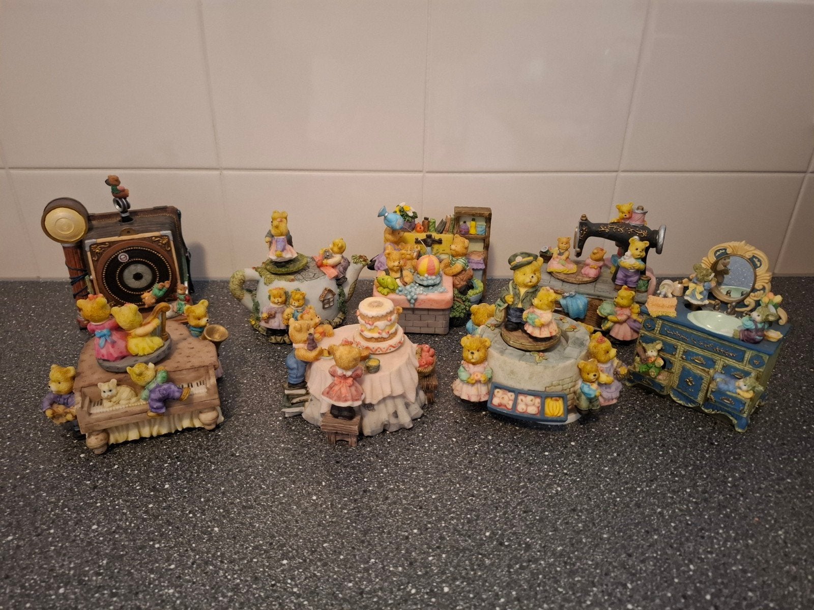 Verzameling van 7 speeldoosjes met teddyberen, Ophalen of Verzenden, Gebruikt