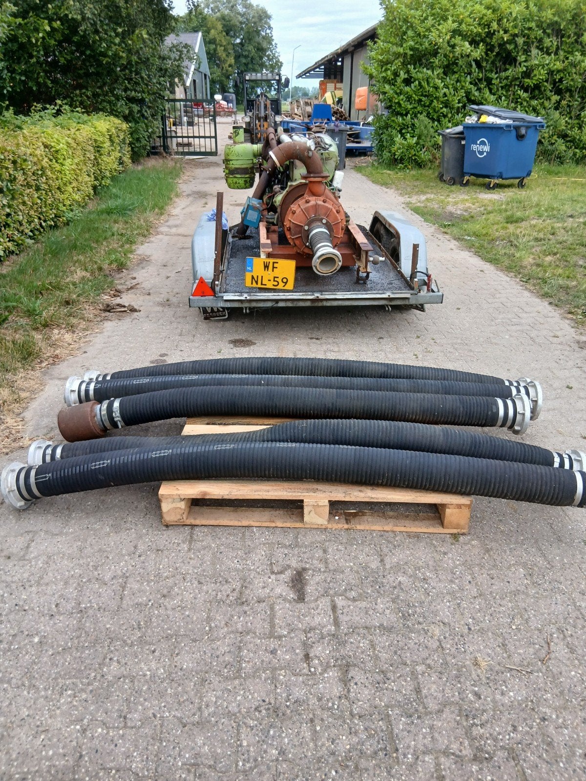 Deutz 6 cilinder motor met Landini waterpomp op aanhanger, Ophalen of Verzenden