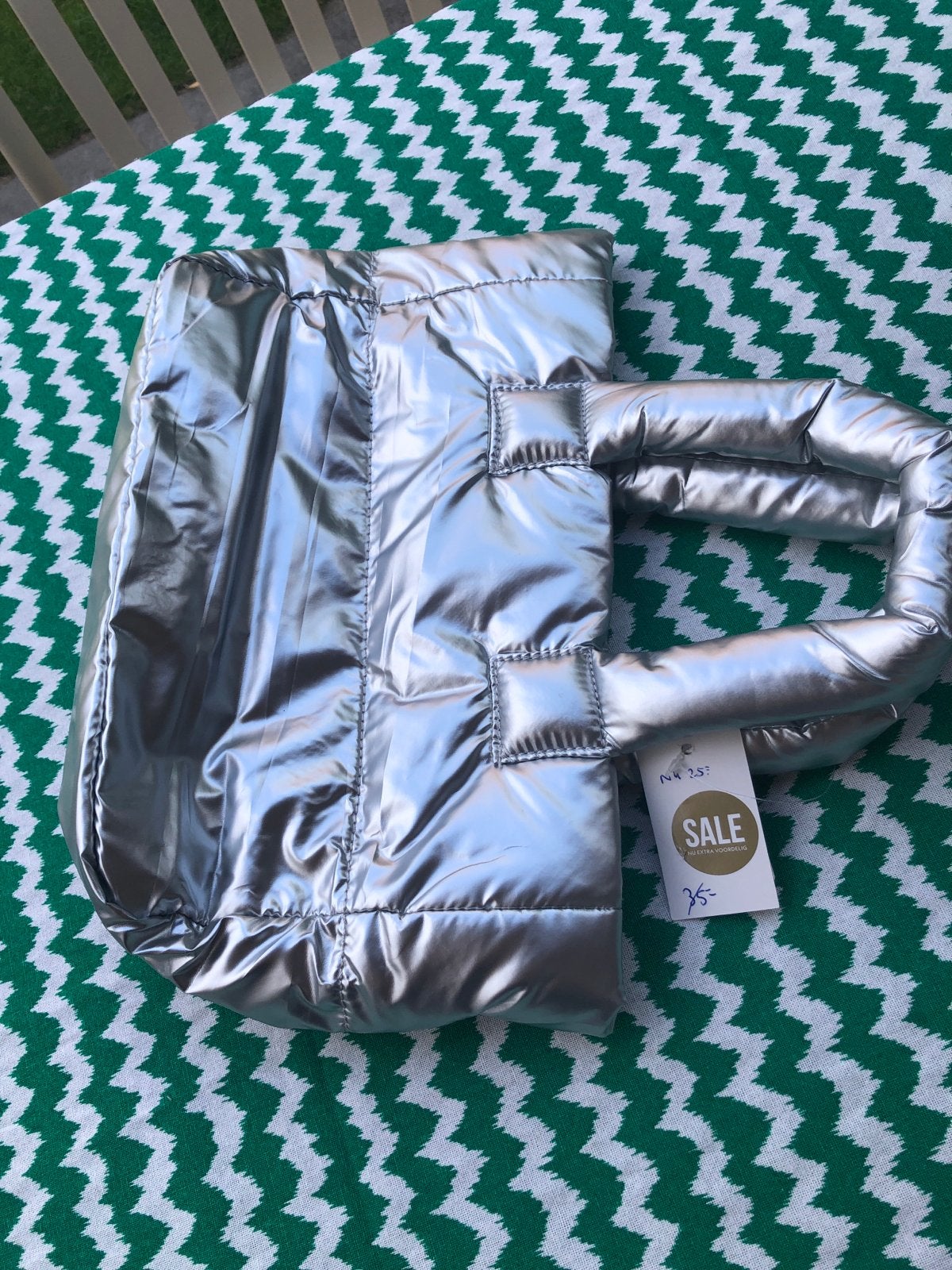 Zilveren Gewatteerde Shopper Tas - Nieuw met Label, Ophalen of Verzenden, Nieuw, Overige kleuren, Shopper