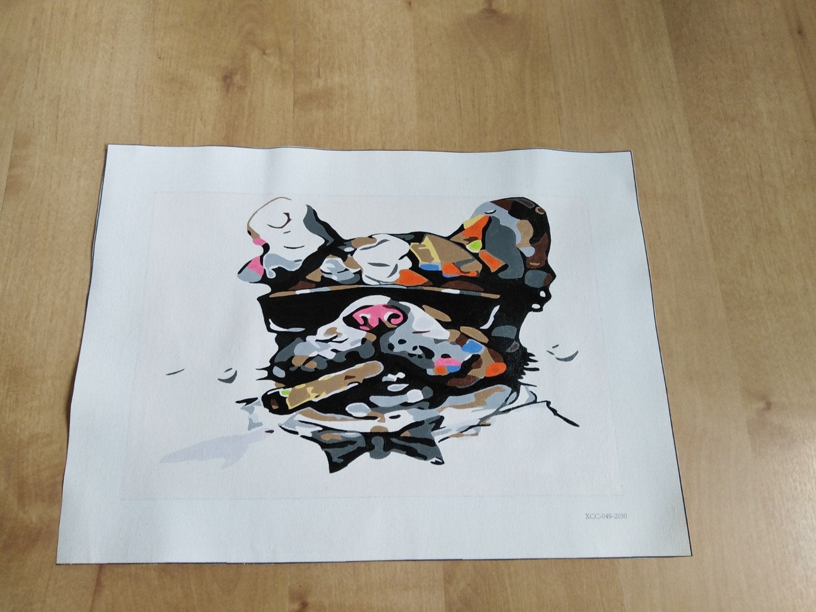 Geschilderde canvas poster bulldog, Minder dan 50 cm, Nieuw, Ophalen of Verzenden, Schilderij