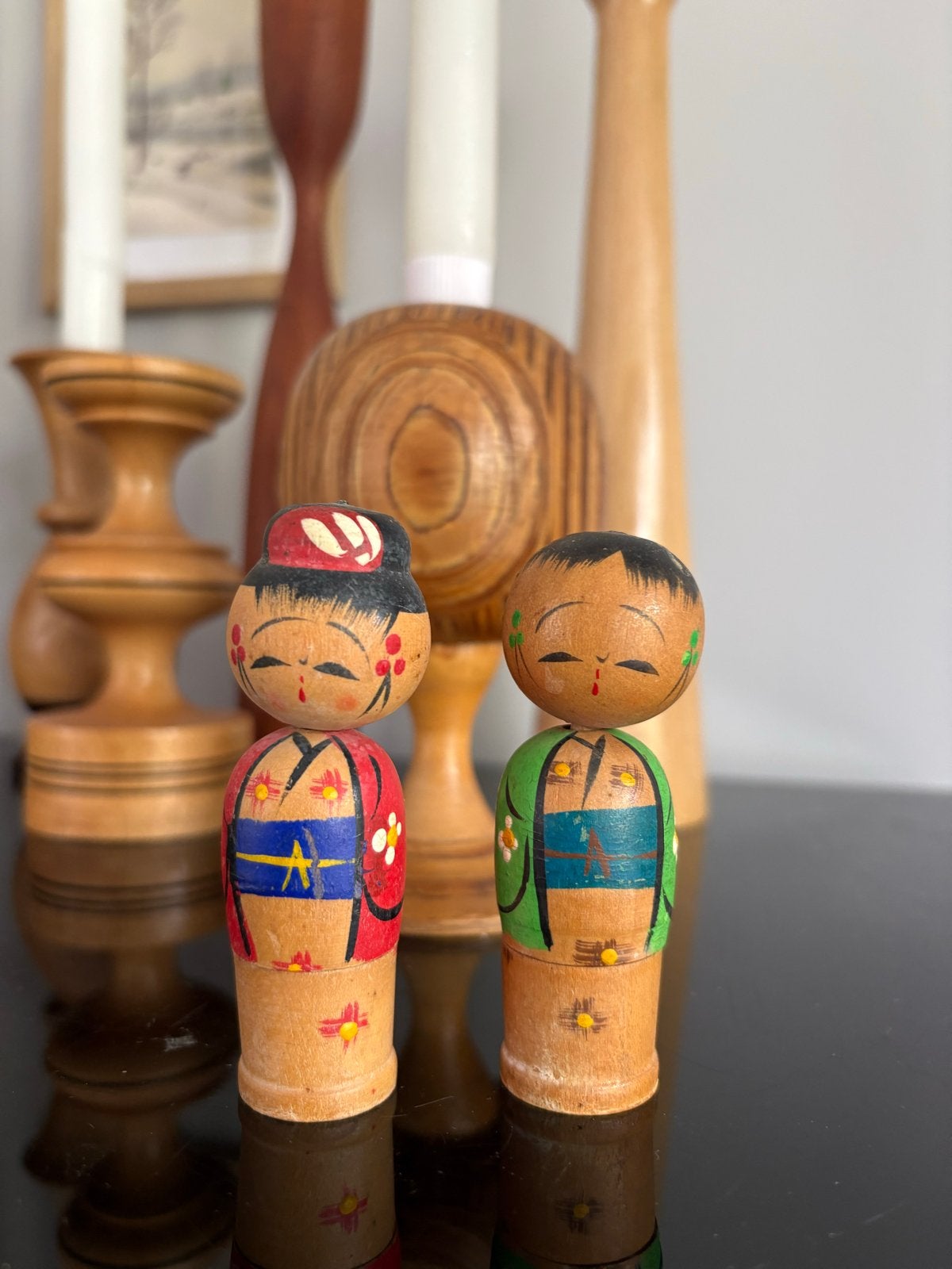 4 Vintage Japanse Kokeshi doll poppen matroesjka, Ophalen, Gebruikt
