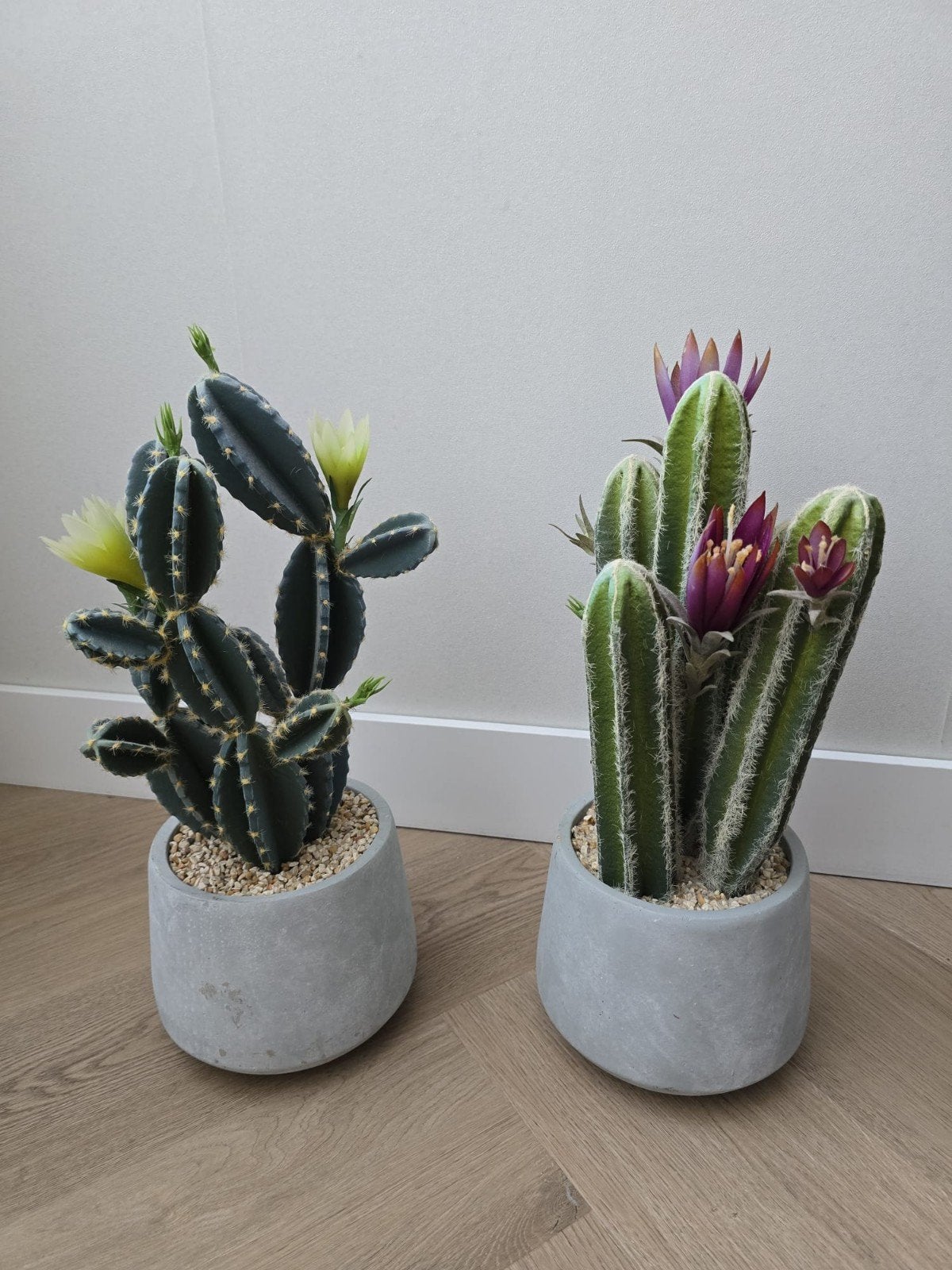 Set van 2 kunstcactussen met bloemen in pot, Ophalen, Kunstplant, Zo goed als nieuw, Kunststof