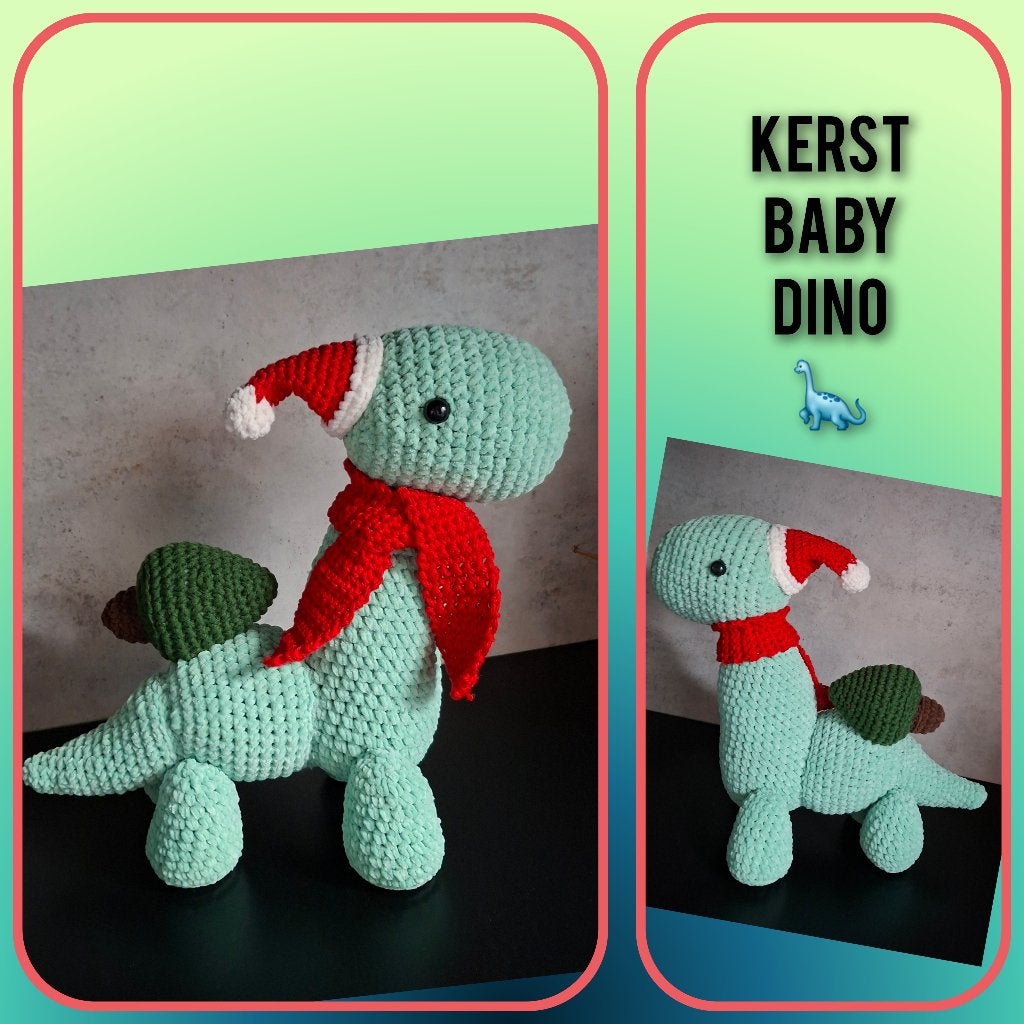 Nieuw- gehaakte ( kerst) dino / dinosaurus, Ophalen of Verzenden, Nieuw, Overige typen, Handgemaakt