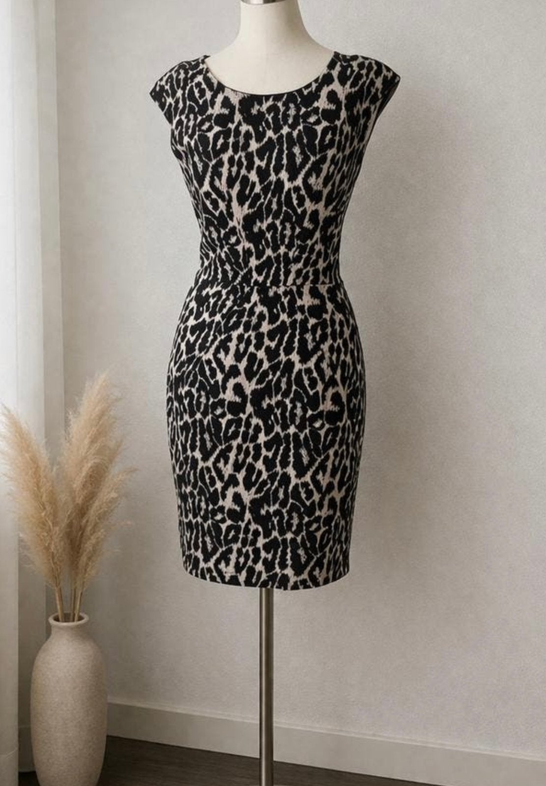 Saopaulo jurk / met luipaardprint - Maat 38/, Maat 38/40 (M), Verzenden, Zwart, Knielengte