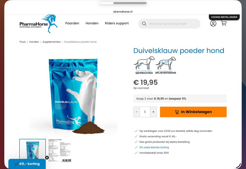 Pharmadog duivelsklauw supplement voor de hond, Ophalen of Verzenden, Hond