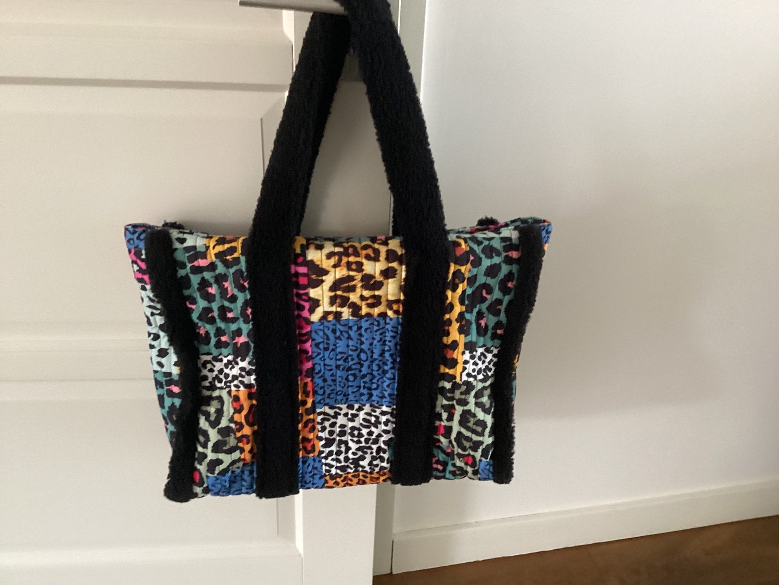 Supergave grote shopper patchwork en bond., Ophalen of Verzenden, Zo goed als nieuw, Shopper