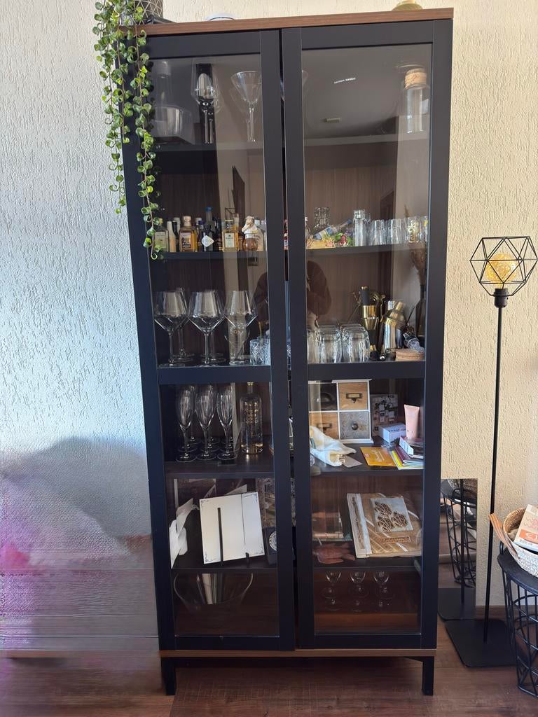Dressoir en Buffetkast Set - Zwart/Hout, Ophalen of Verzenden, Zo goed als nieuw, 200 cm of meer, Met lade(s)