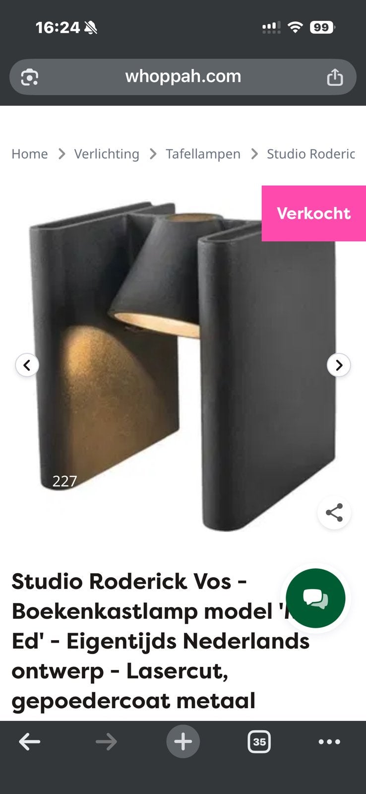 studio Roderick Vos - Boekenkastlamp, Huis en Inrichting, Ophalen of Verzenden, Zo goed als nieuw