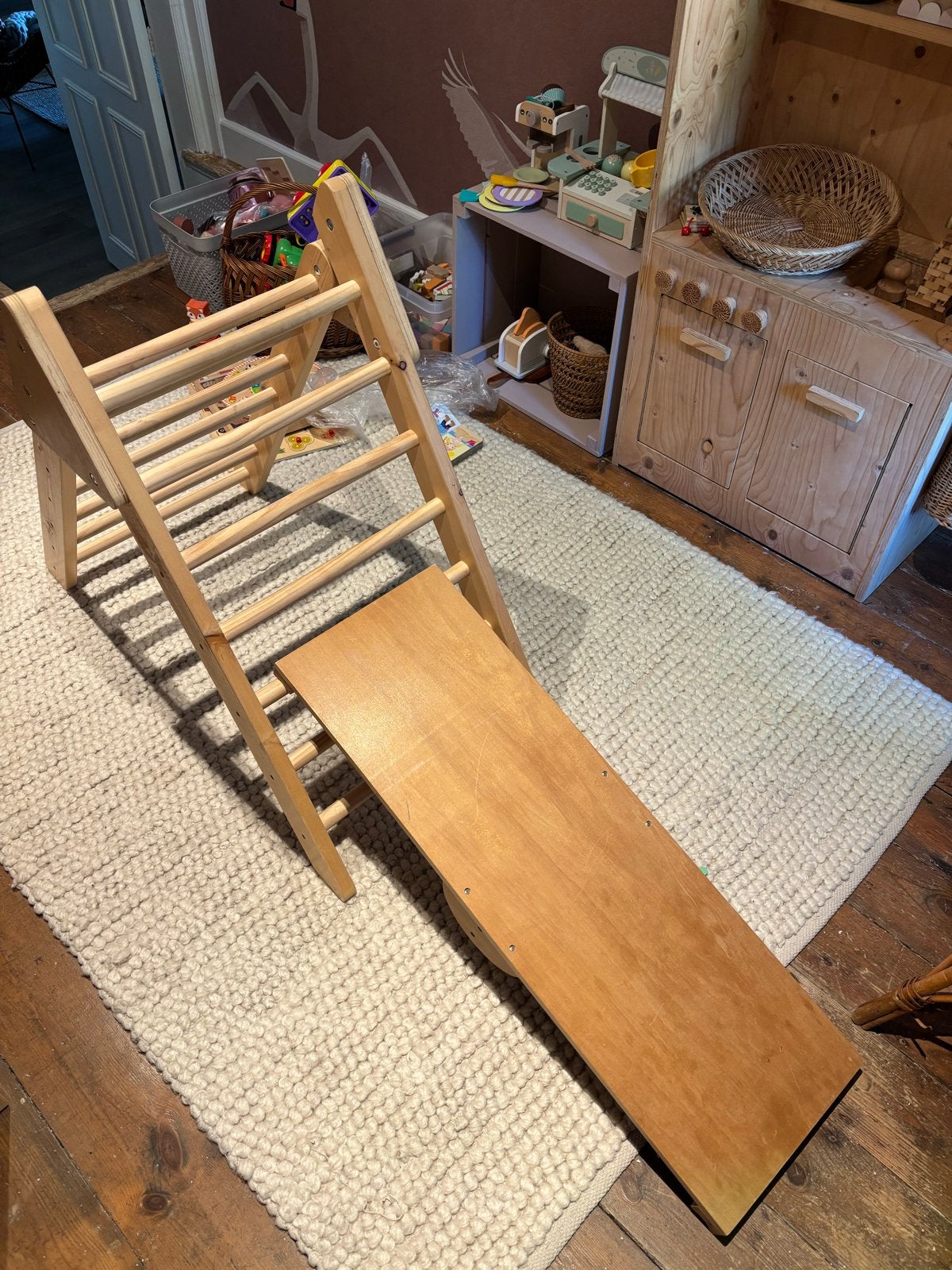 Houten Klimrek met Glijbaan voor Kinderen, Kinderen en Baby's, Speelgoed | Buiten | Speeltoestellen, Ophalen, Gebruikt, Glijbaan