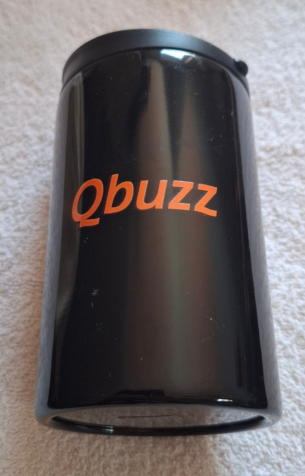 Qbuzz drinkbeker - Zwart met oranje logo, Ophalen of Verzenden, Nieuw, Bus of Metro, Overige typen