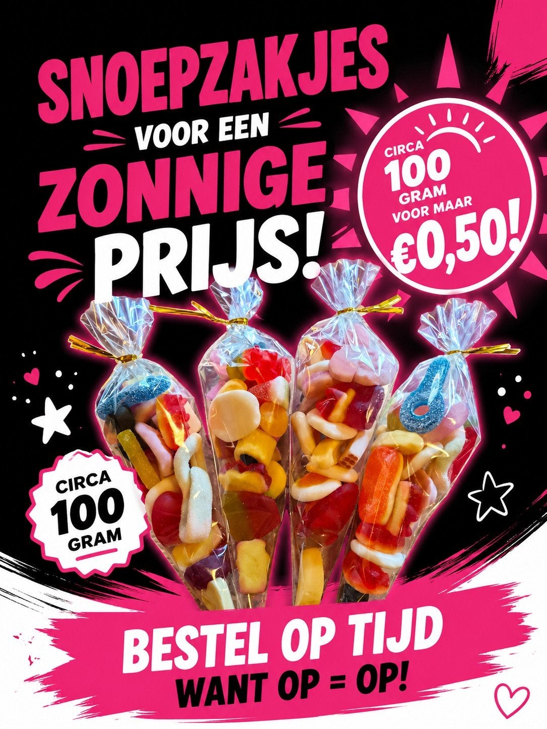 Kleine snoepzak. Ongeveer 100 gram diverse soorten snoep., Diversen, Ophalen of Verzenden