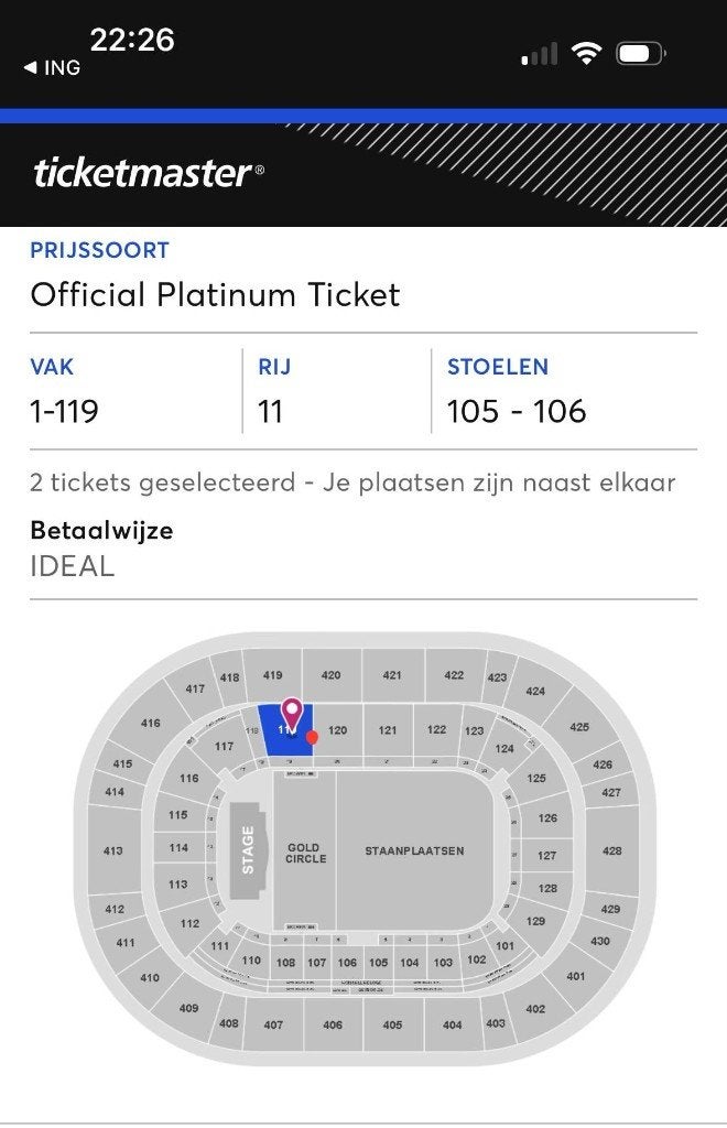 2 tickets naast elkaar Bruno Mars 2 juli Amsterdam, Tickets en Kaartjes, Concerten | Pop, Twee personen, Juli