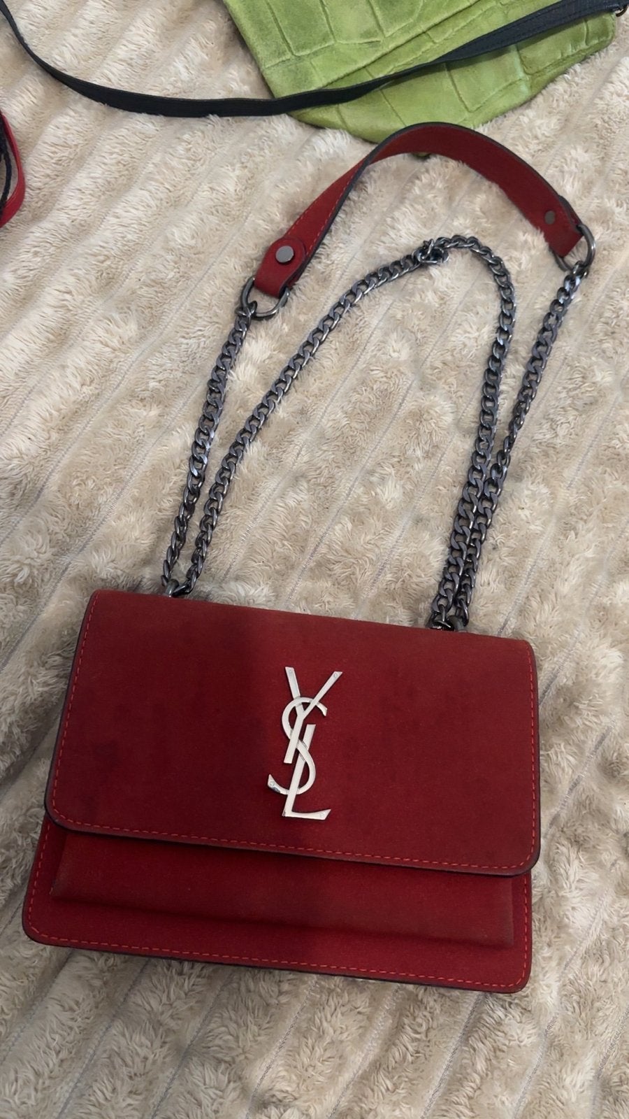 Rode schoudertas met ketting YSL, Ophalen of Verzenden, Gebruikt, Rood, Schoudertasje