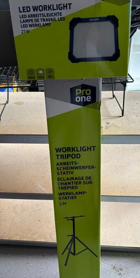 Pro-one LED Bouwlamp met Statief 2M, Ophalen, Minder dan 50 watt, Lamp met armatuur, Nieuw