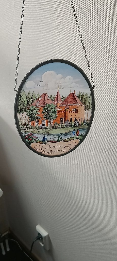 Glas-in-lood raamhanger Kasteel Develstein Zwijndrecht, Ophalen of Verzenden