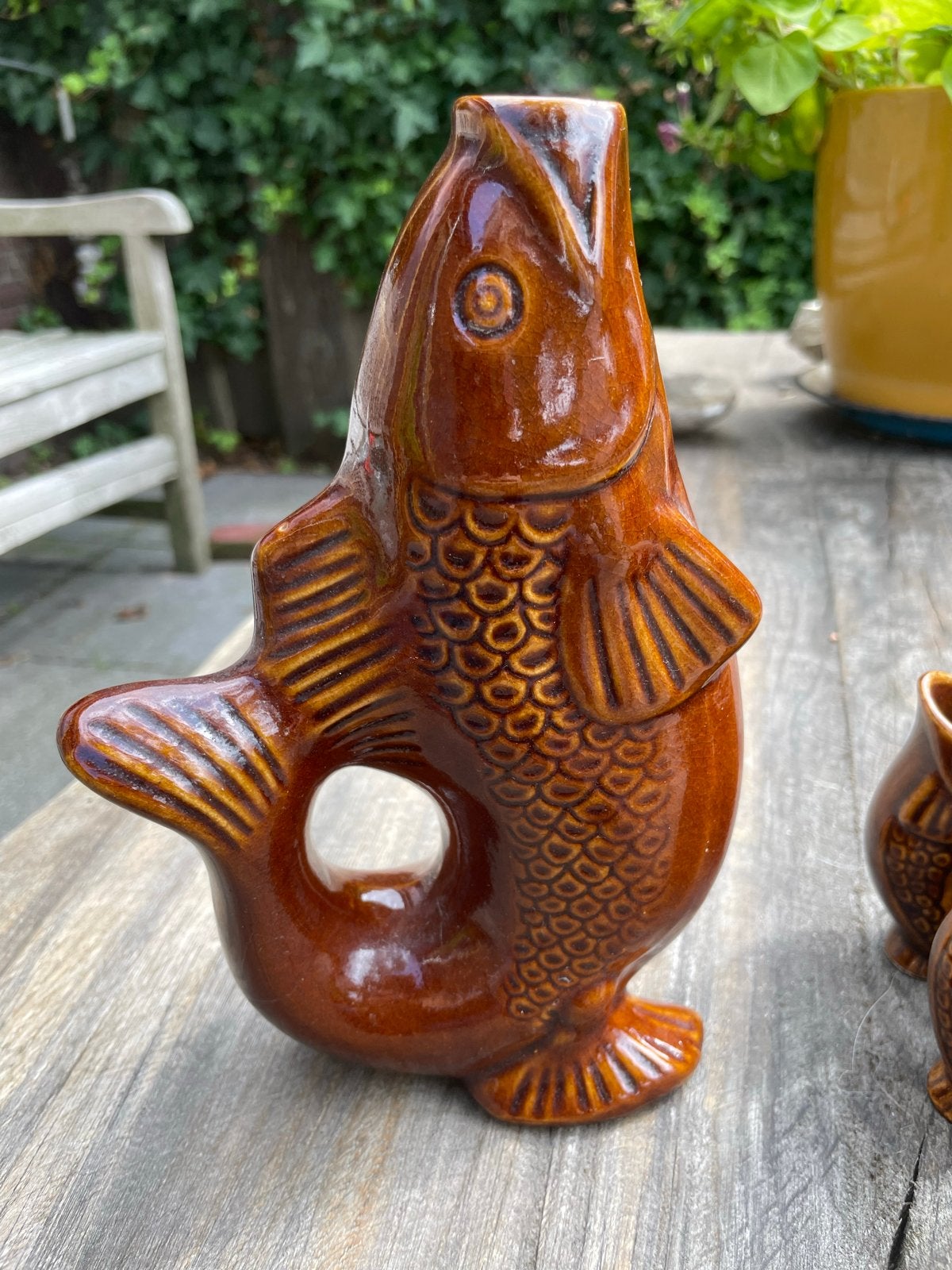 Vintage Karaf in Visvorm met 6 Borrelglaasjes, Antiek en Kunst, Ophalen of Verzenden