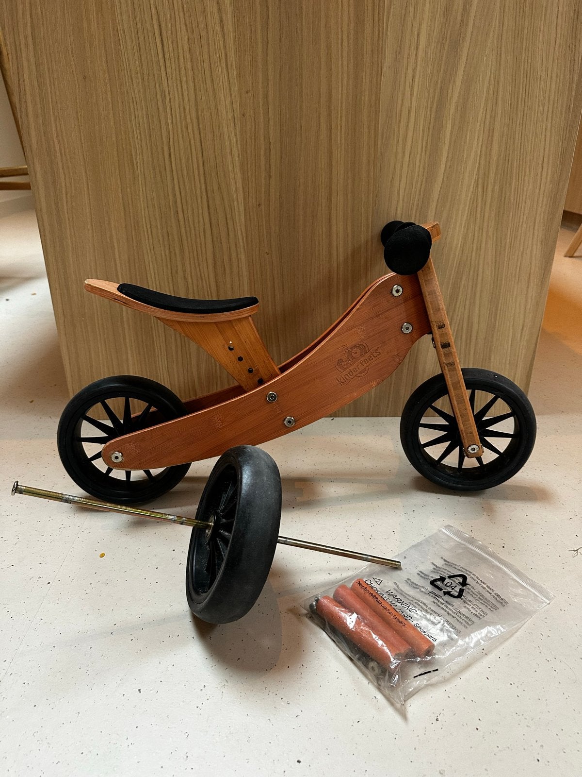 Kinderfeets Tiny Tot 2-in-1 loopfiets/driewieler bamboe, Ophalen, Gebruikt, Loopfiets