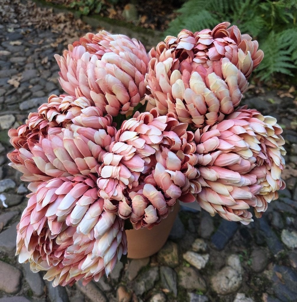 PRACHTIGE KUNST CHRYSANT - TWEEKLEURIG OUD ROZE, Ophalen of Verzenden, Nieuw