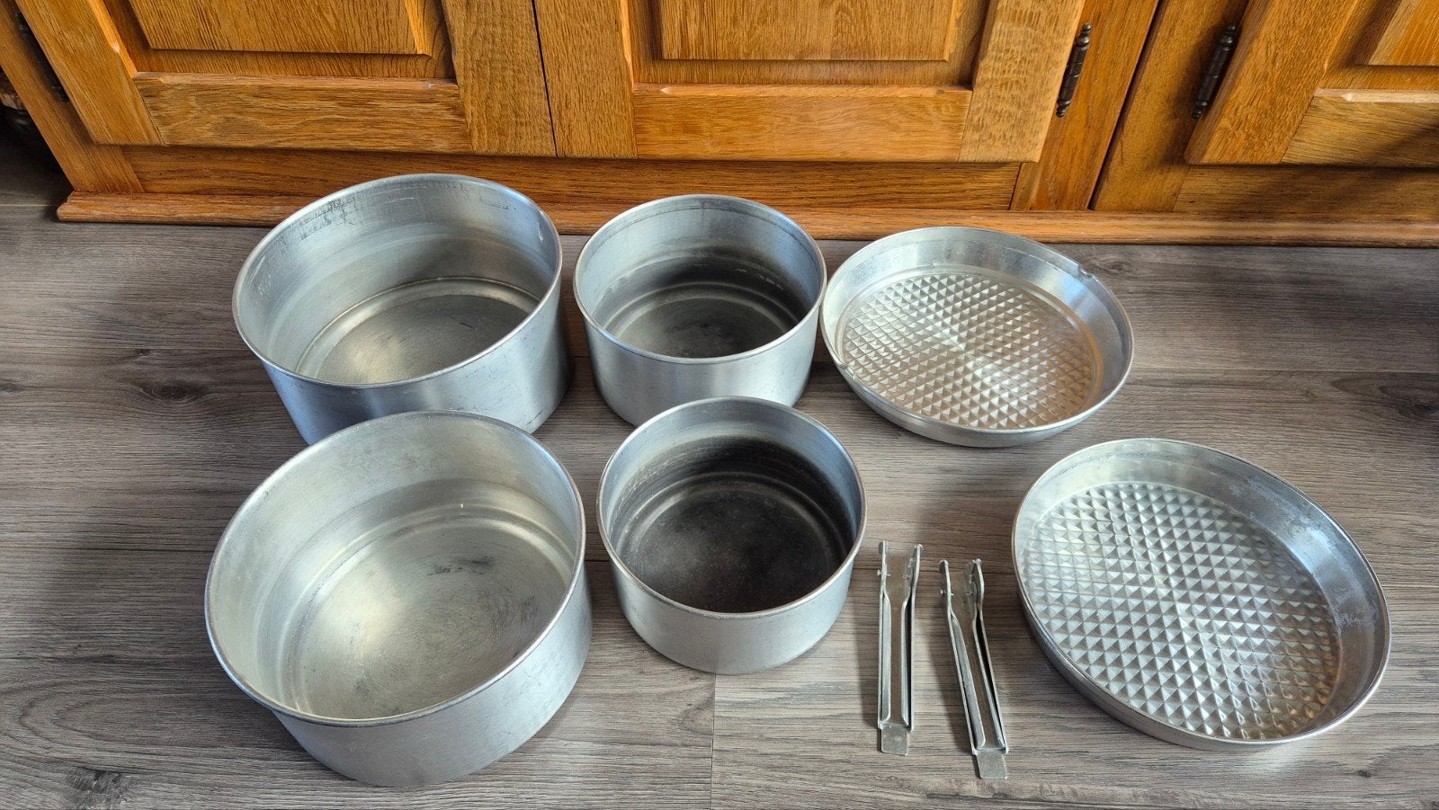 Vintage/Retro Aluminium Camping Pannenset met 4 Pannen, Ophalen of Verzenden, Gebruikt
