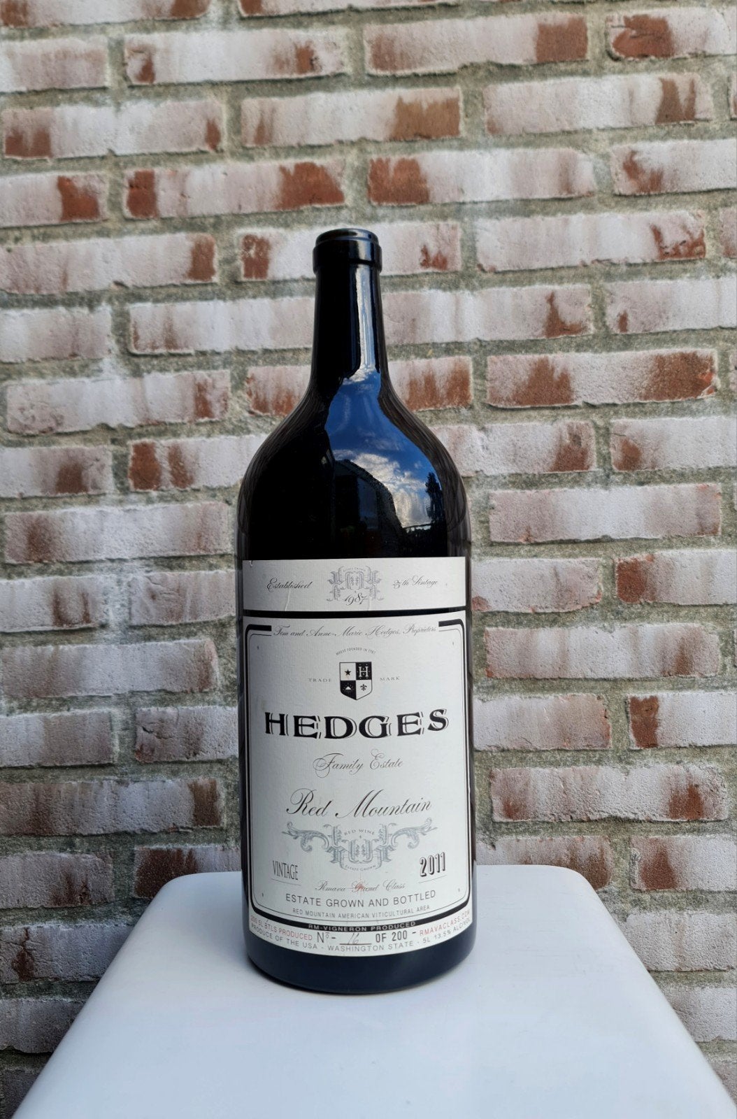 XXL lege wijnfles 5 liter (Jeroboam) Hedges Family Estate, Ophalen, Gebruikt, Rode wijn, Noord-Amerika