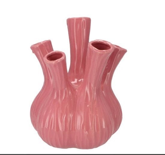 Daan Kromhout Aglio Vaas - Roze Keramiek - 17x20 cm, Met patroon/structuur, Nieuw, Ophalen of Verzenden, Roze